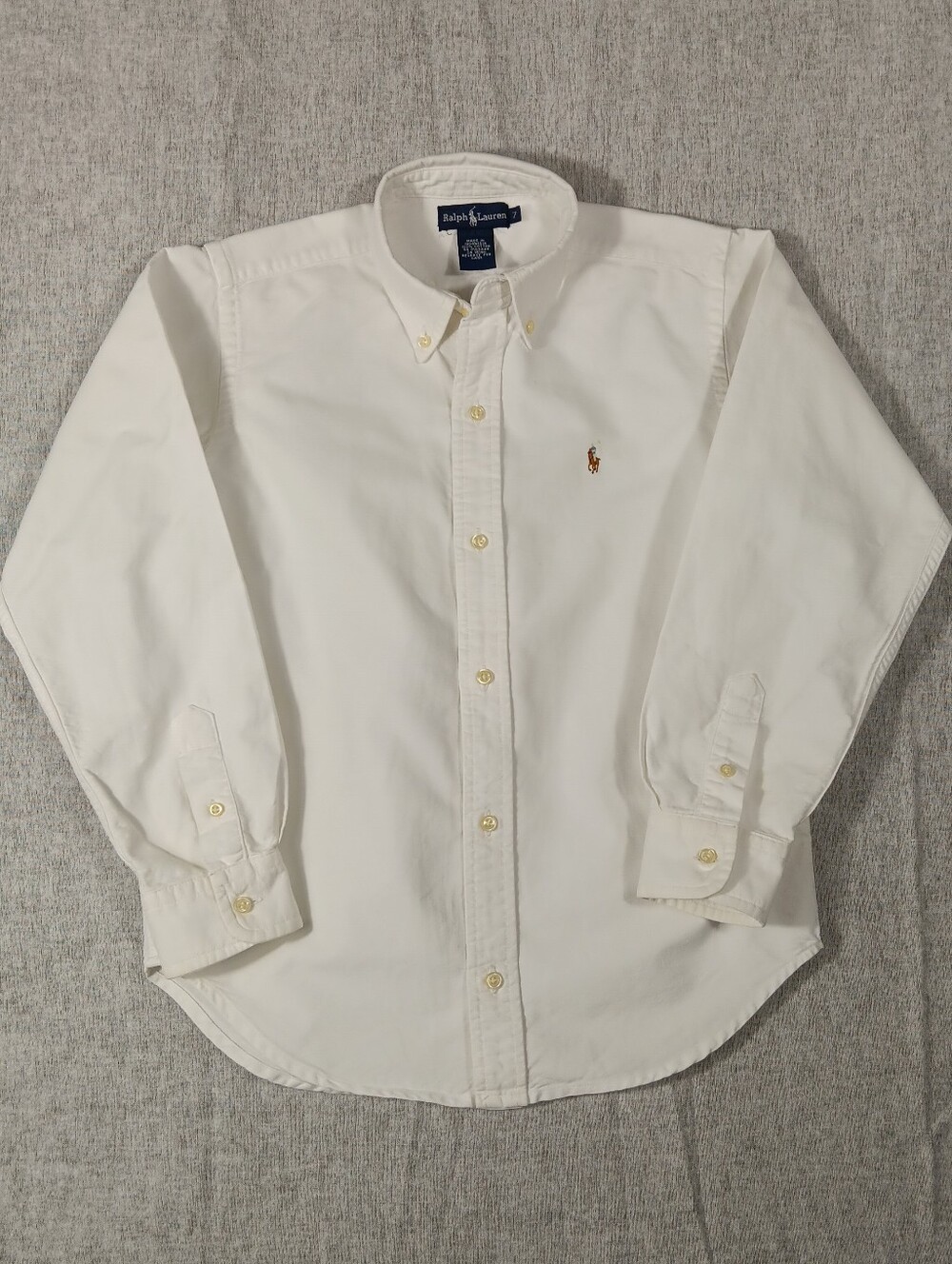 Ralph Lauren White Button-Down Oxford Boy's Shirt Size 7